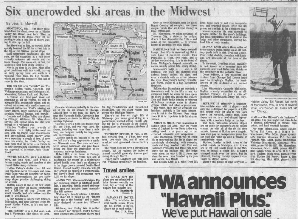 Mt. Mancelona - Feb 27 1977 Article (newer photo)